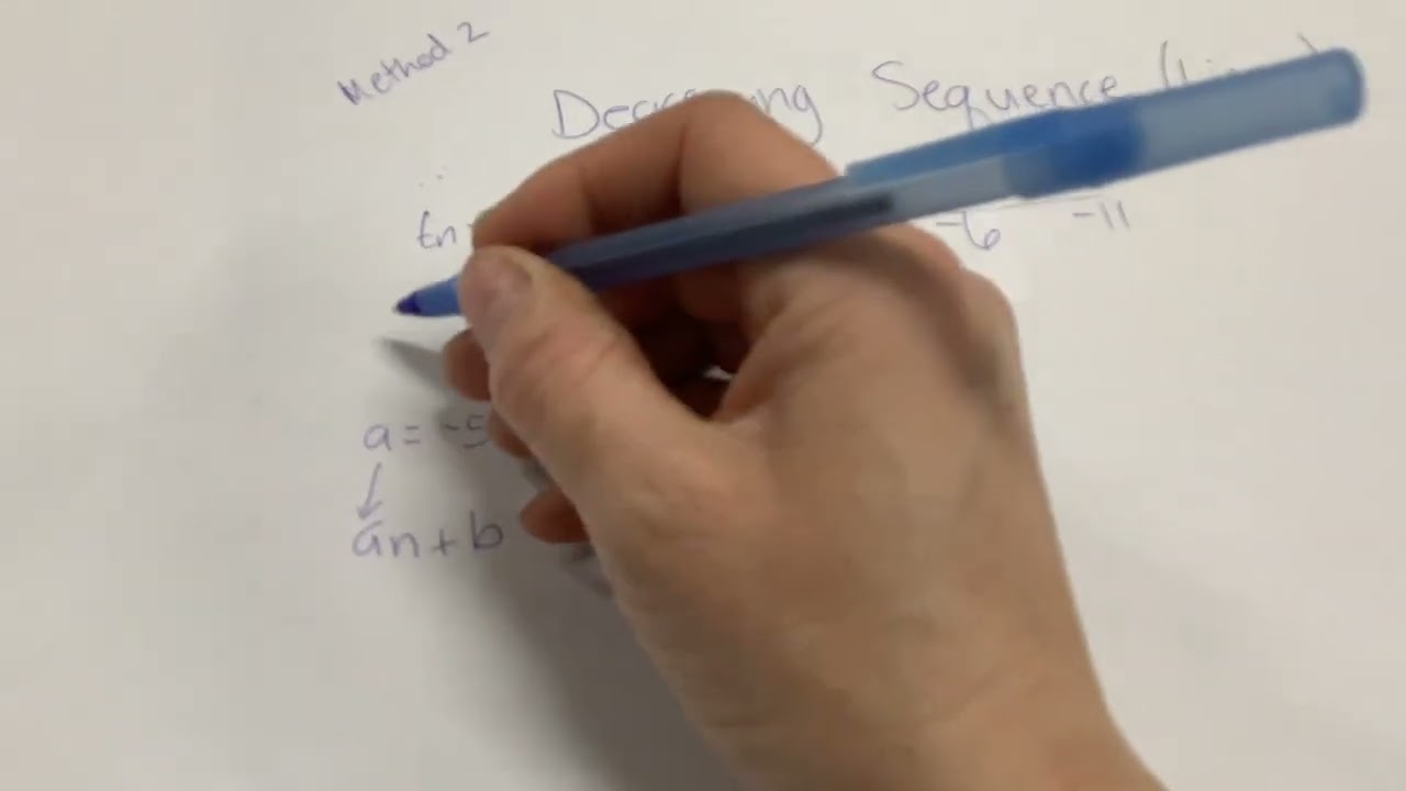 Ms. Golnik's Class:  Finding the nth Term of a Decreasing Linear Sequence -Method 2