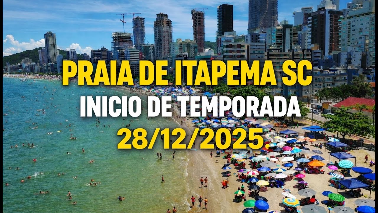 PRAIA DE ITAPEMA SC 🇧🇷 | INÍCIO DA TEMPORADA DE VERÃO 🌞 28/12/2025 | DRONE 4K