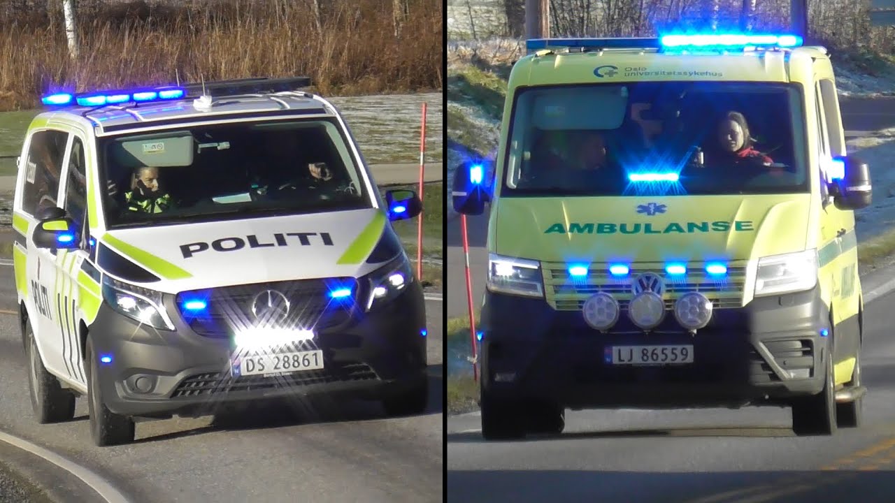 Ambulances and police responding | Politi & ambulanse på utrykning til ulykke