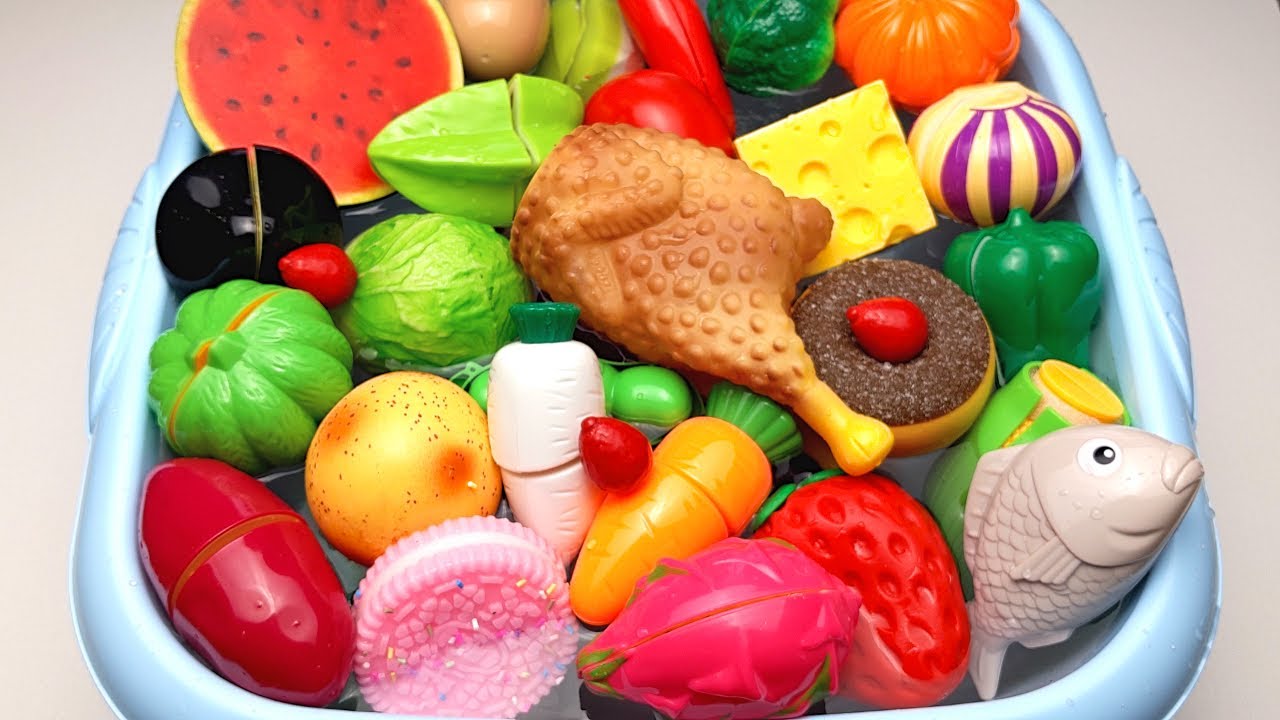 Satisfying Video | Drop Fruits and Vegetables in Blue Pool ASMR