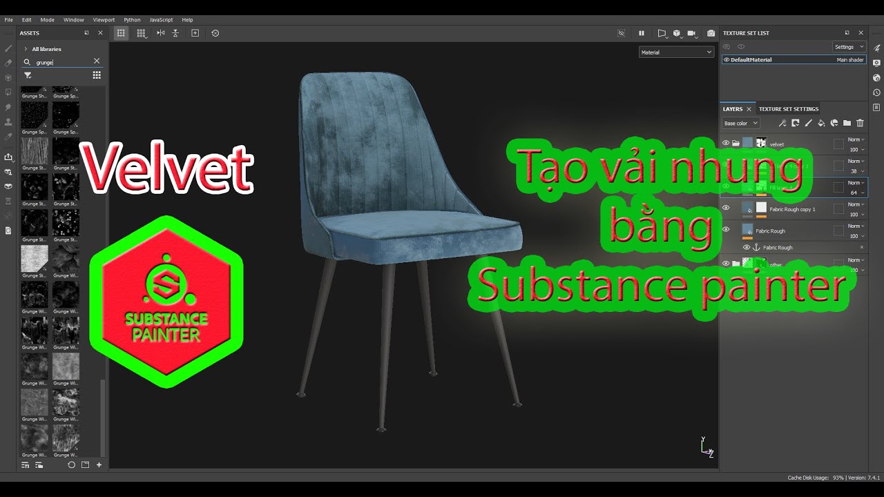 Substance Painter - Velvet - Vật liệu vải nhung bằng substance