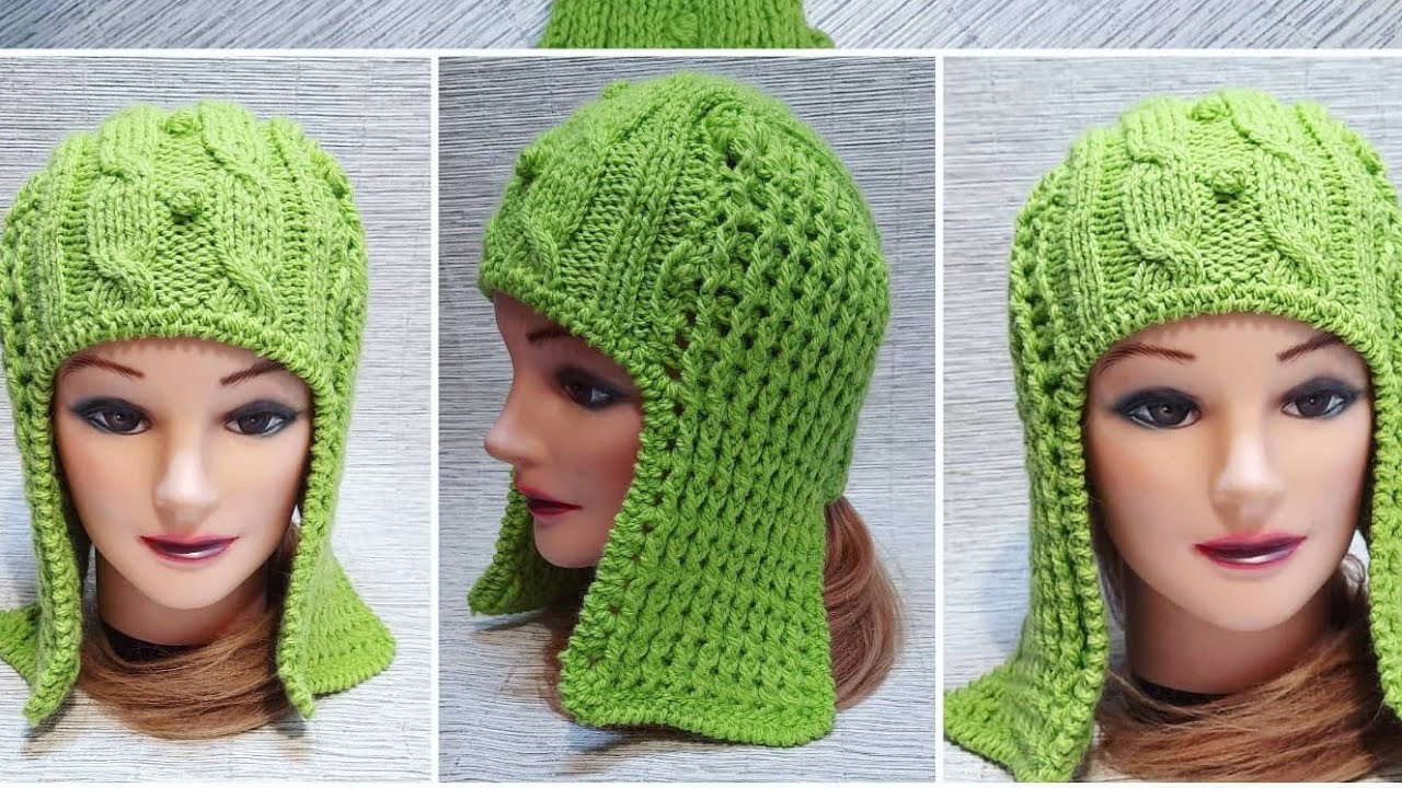Очень простой способ вязания ушанки👍🧶