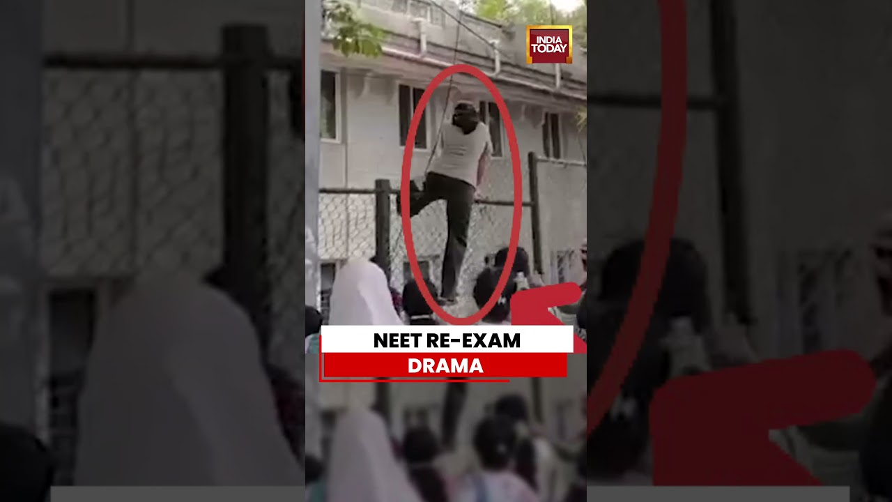 NEET Re-Exam: Three Students Climb Gate After Missing Entry Deadline #neetexam #viralvideo