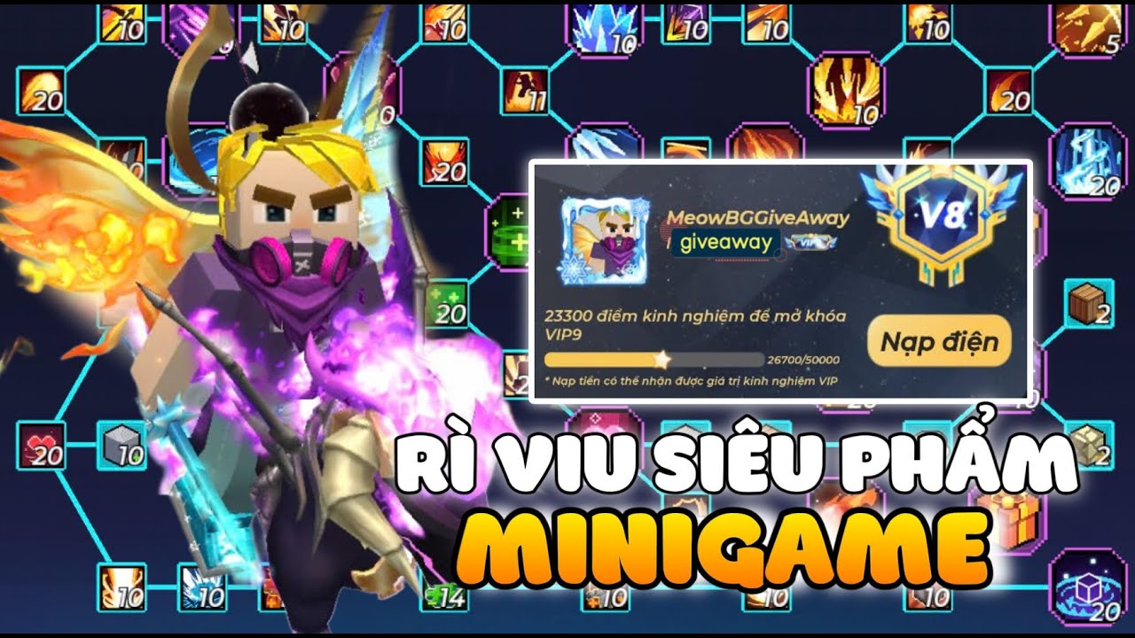 (Blockman Go) Bedwars: Rì Viu Siêu Phẩm Vip8 Sắp Max Talent Và MiniGame Siêu To