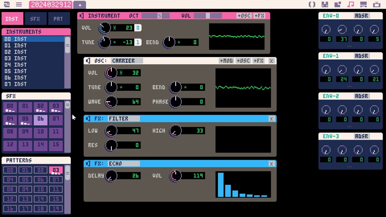 Picotron Audio/Sound - Synth Music Test