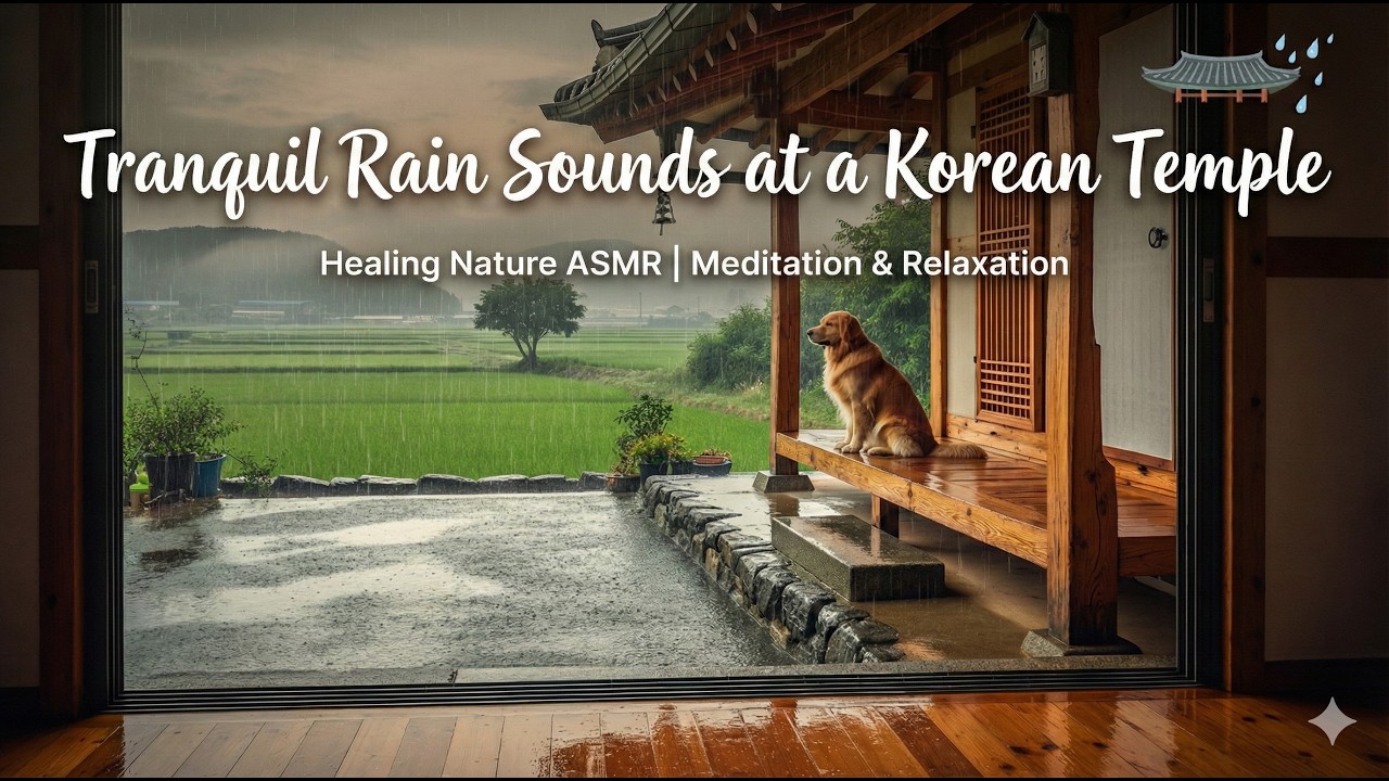 Rainy Night at Korean Buddhist Temple - Zen Meditation Rain Sounds for Deep Sleep & Peace