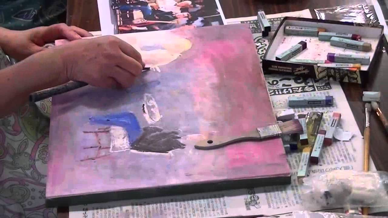 サクラアートサロン大阪「クレパス技法～群像を描く（カフェ）～」