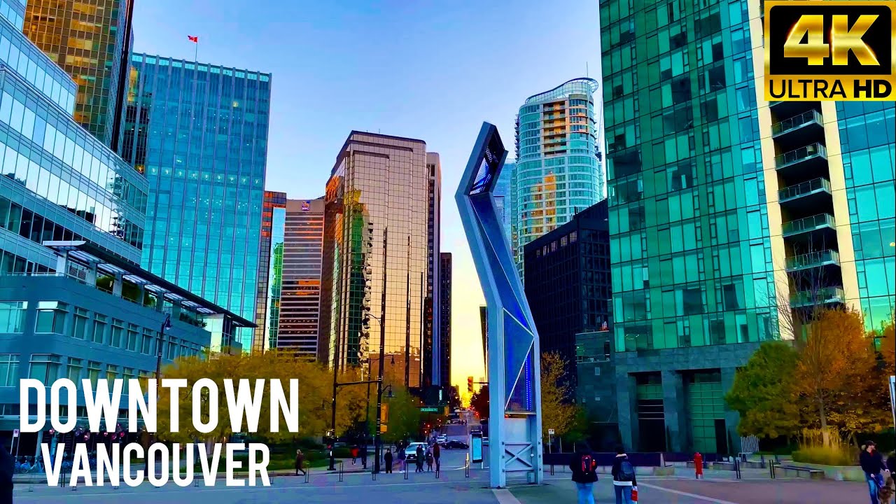[4K] Walking Through Downtown Vancouver,  Beautiful Autumn 2021
