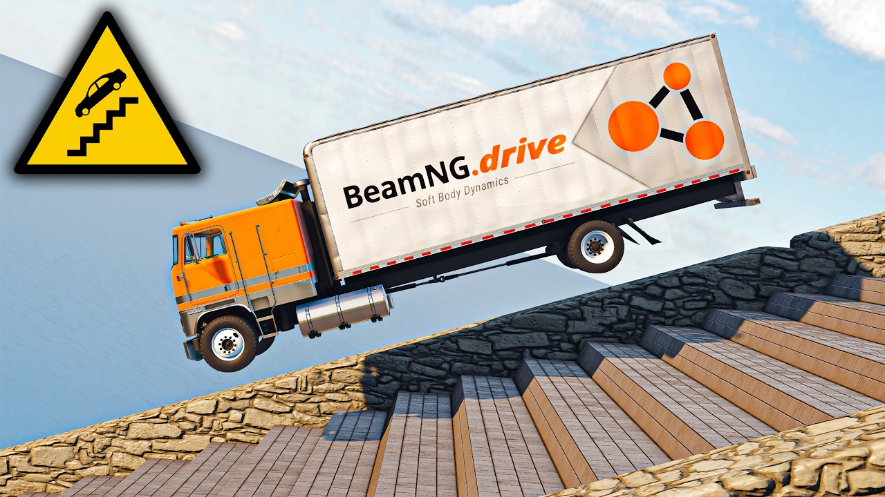 Cars vs Giant Stairs… This Gets Brutal! (BeamNG.drive)