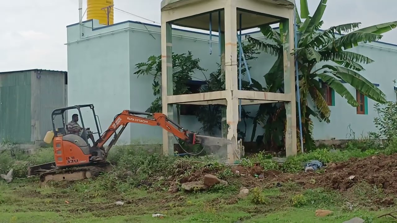 Small tata hitachi breaker change  and water tank damaalution 