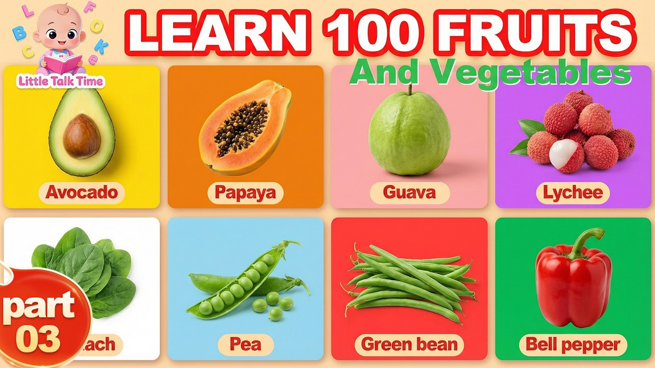 100 Fruits And Vegetables  | Learning Videos for Kids | English Vocabulary