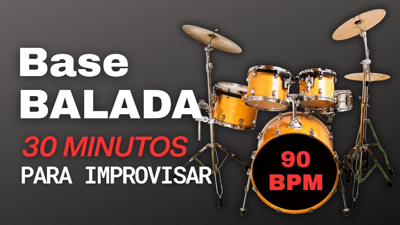 BASE DE BALADA 90 BPM para improvisar o practicar / Ritmo de Bateria