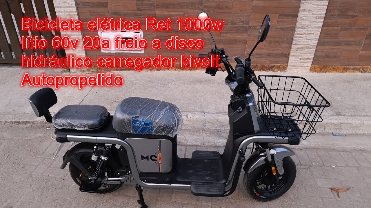 Bicicleta el&eacute;trica Ret 1000w l&iacute;tio 60v 20a freio a disco hidr&aacute;ulico carregador bivolt Autopropelido