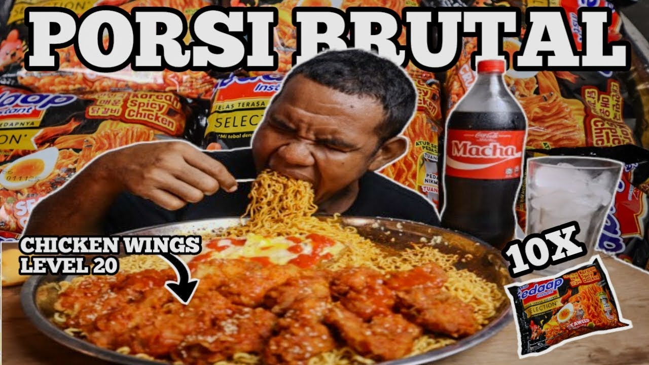 Porsi Brutal! Mukbang Mie 10 Bungkus 10 Chicken wings level 20  Telur 5 Auto Kenyang 3  Hari #virar 