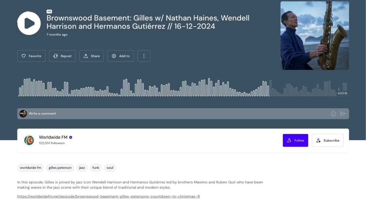 Nathan Haines with Gilles Peterson, Brownswood Basement 16/12/24