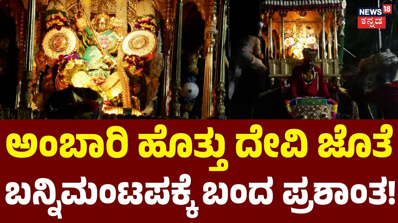 Elephant Prashantha Safely Unloads Golden Ambari | ಅಂಬಾರಿಯನ್ನು ಇಳಿಸಿ ಹೊರಟ ಪ್ರಶಾಂತ! | N18V