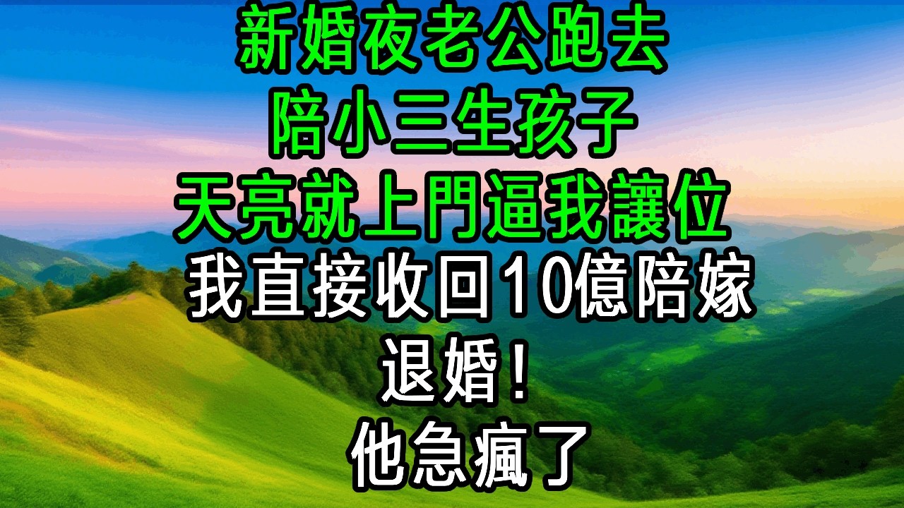 新婚夜老公跑去陪小三生孩子，天亮就上門逼我讓位，我直接收回 10 億陪嫁，退婚！他急瘋了