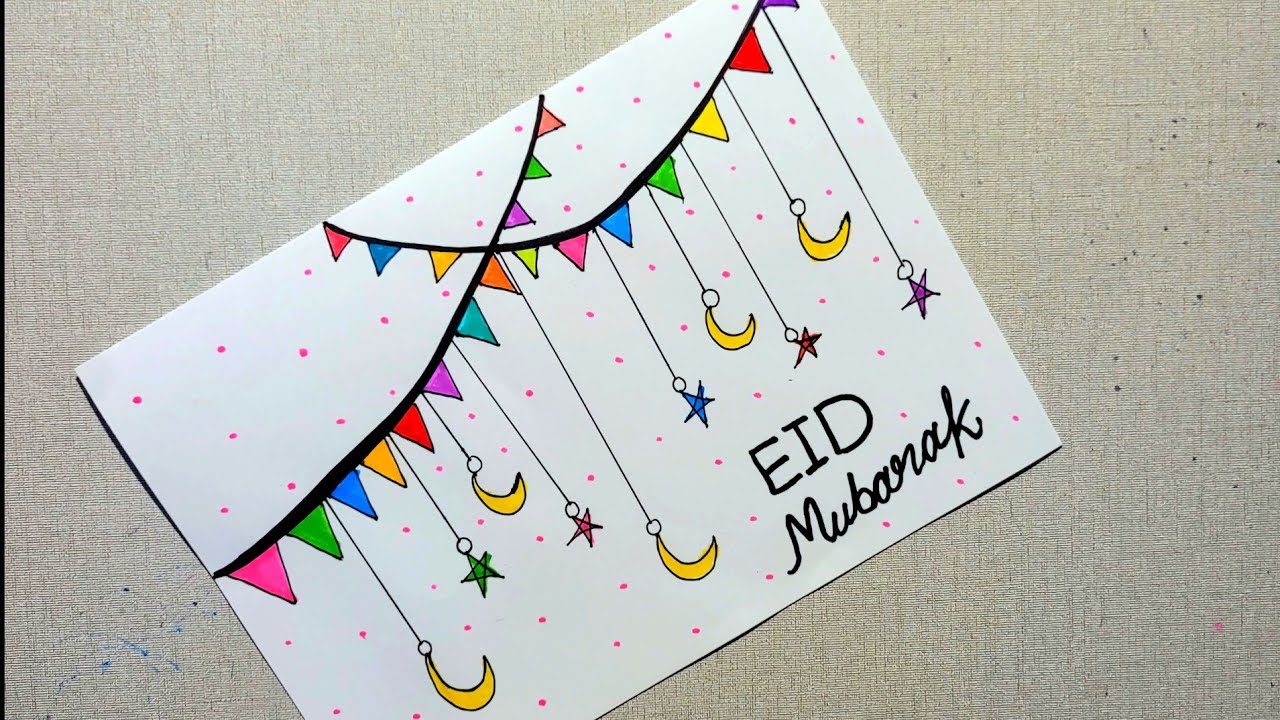 DIY Eid Mubarak card making Ideas | Handmade Eid Mubarak Greeting card | Eid card | Eid card design🌙