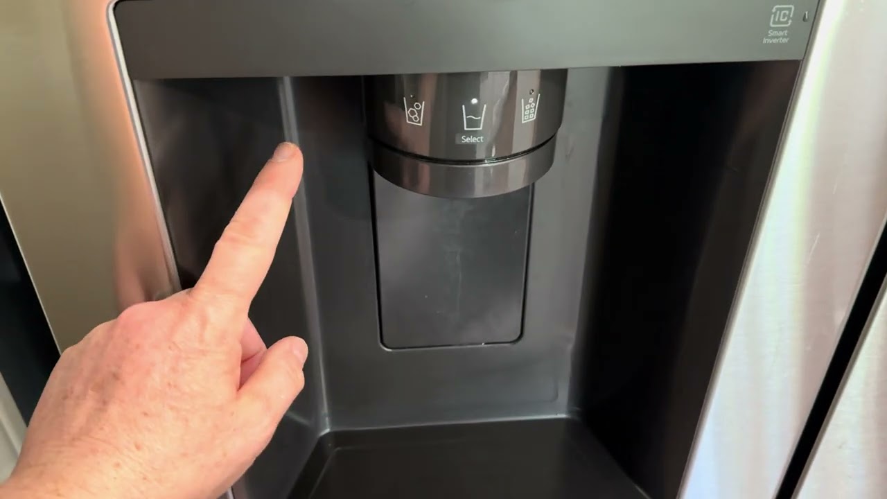 LG fridge ice water dispenser / how to select or change refrigerator options crushed ice cubes