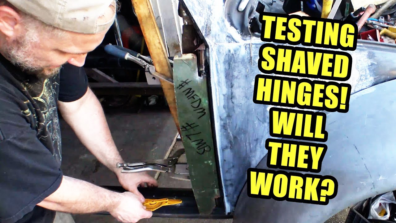 Test Fitting VW Beetle Shaved Door Hinges 4 - ROTTEN OLD 1956 - 100