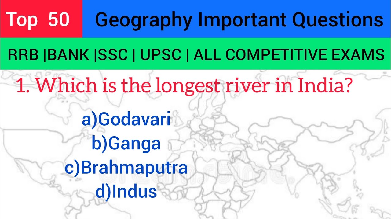 TOP 50 GEOGRAPHY GK | Most Important Questions| GK Quiz | Geography MCQs | For All Competitive Exams
