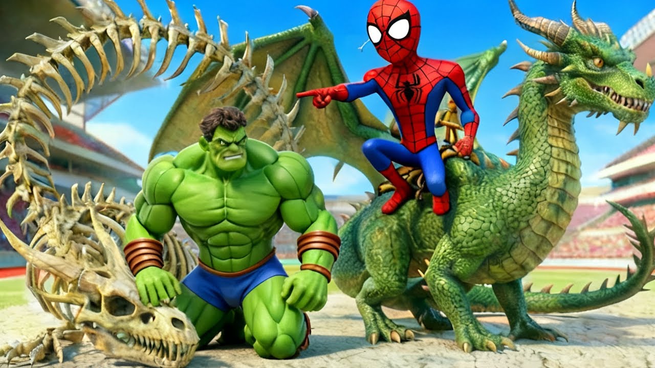 🕷️ SPIDERMAN Wins The Magic Legendary Dinosaur Racing Championship – Epic Racing Challenge