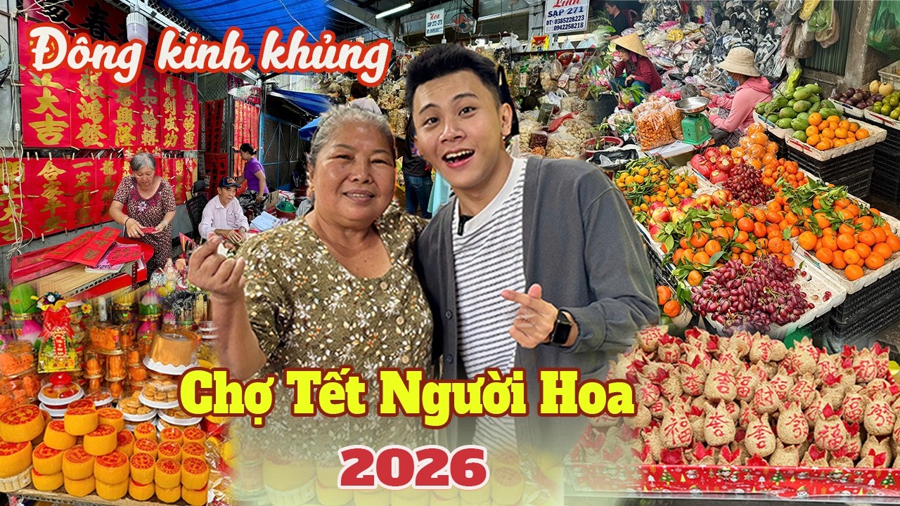 Chợ Thiếc ngày Tết 2026 đông nghẹt người, đặc sản bánh truyền thống người Hoa nhiều vô kể