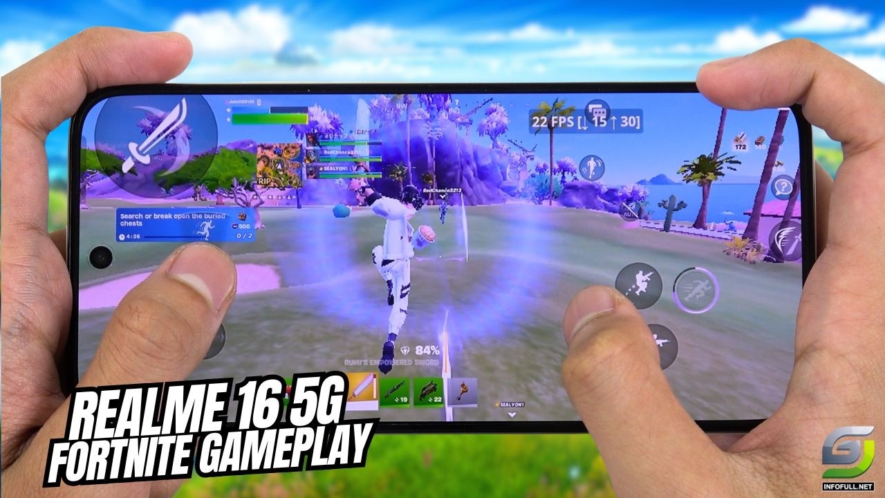Realme 16 5G Fortnite Mobile Gameplay | Dimensity 6400 Turbo Performance Test