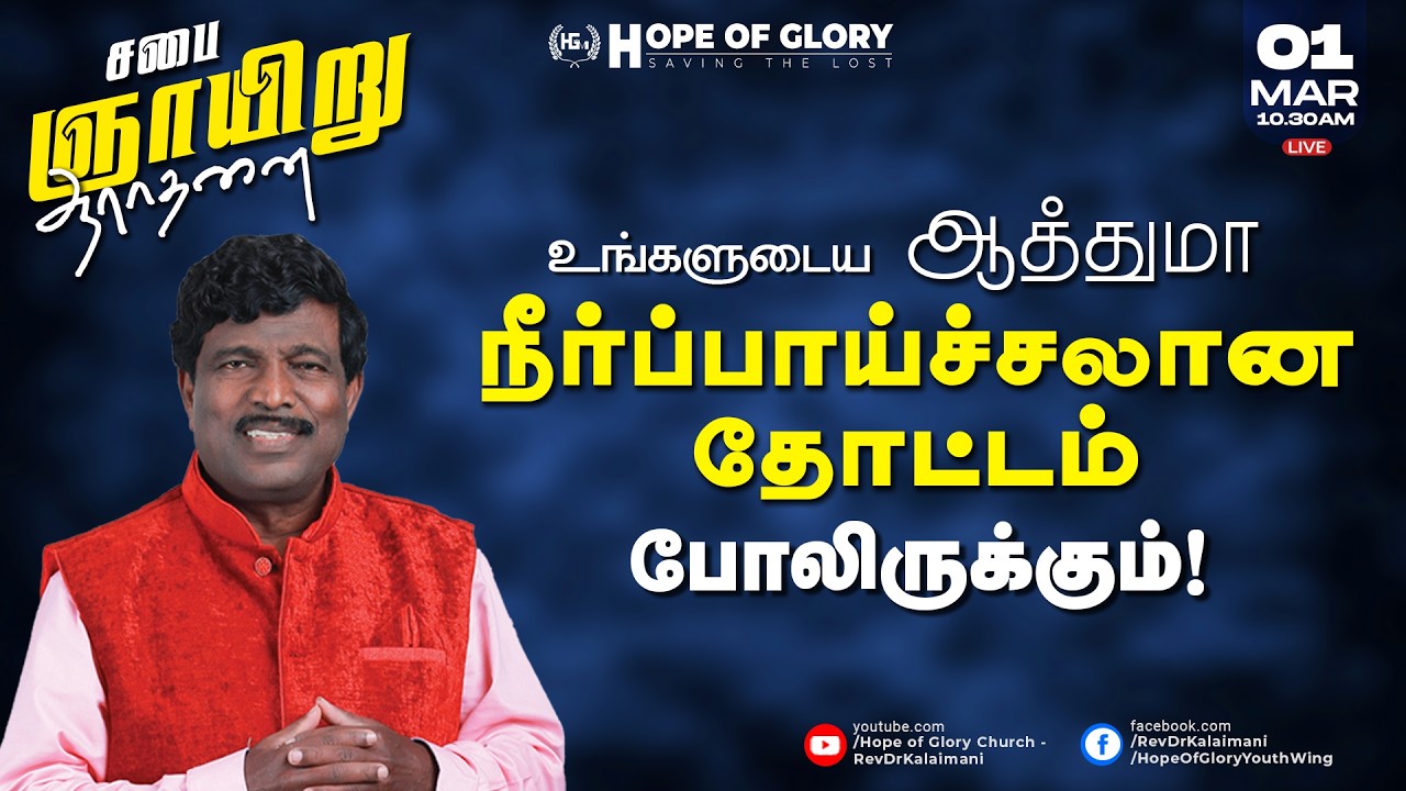 🔴LIVE | ஞாயிறு ஆராதனை | Hope of Glory Church | MESSAGE | Rev. Dr. K. KALAIMANI
