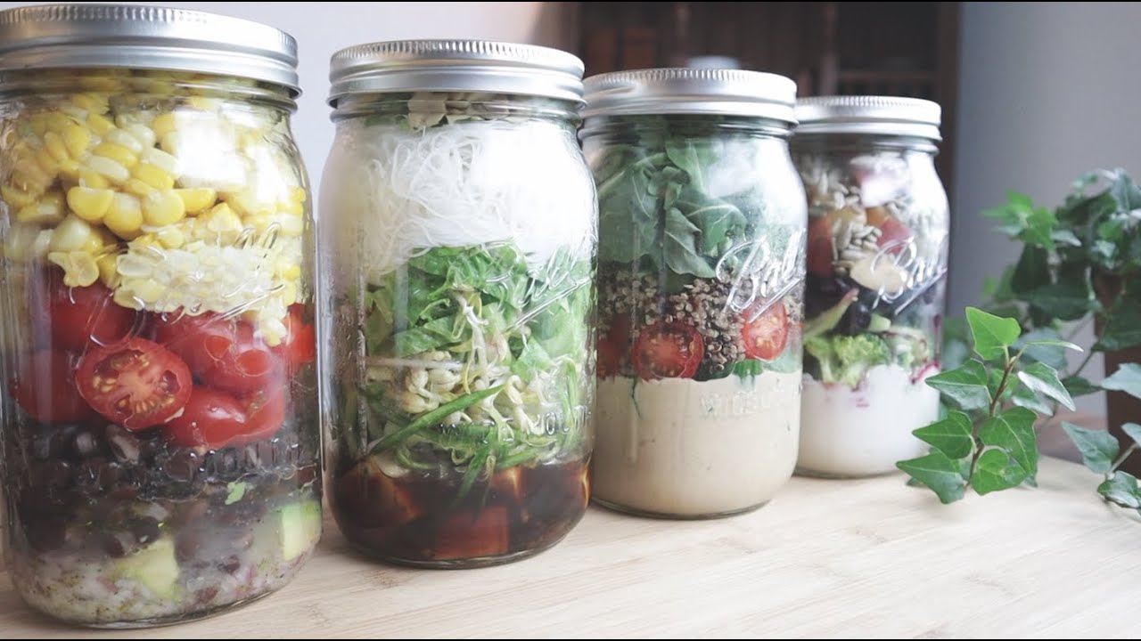 여름을 더 맛있게 | 병 샐러드 4 가지 | 4 Mason Jar Salads for Summer!