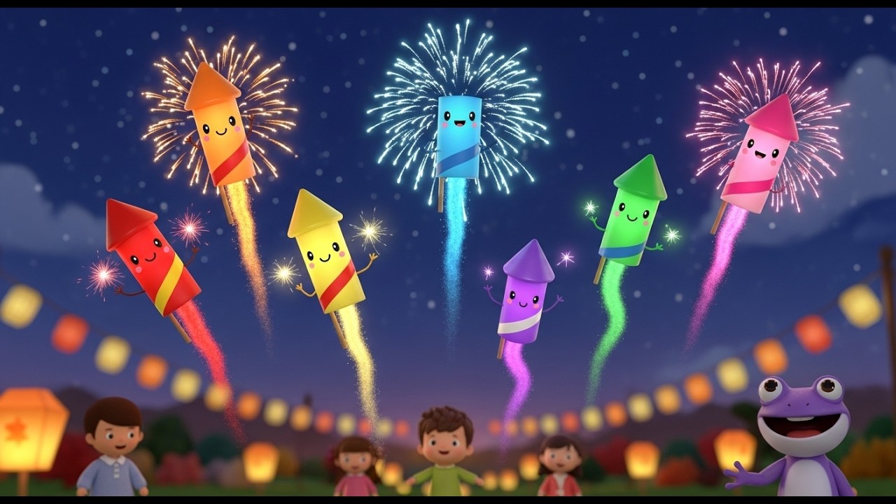Seven Little Toy Fireworks Bang Bang Bang | Nursery Rhymes for Kids & Baby Songs