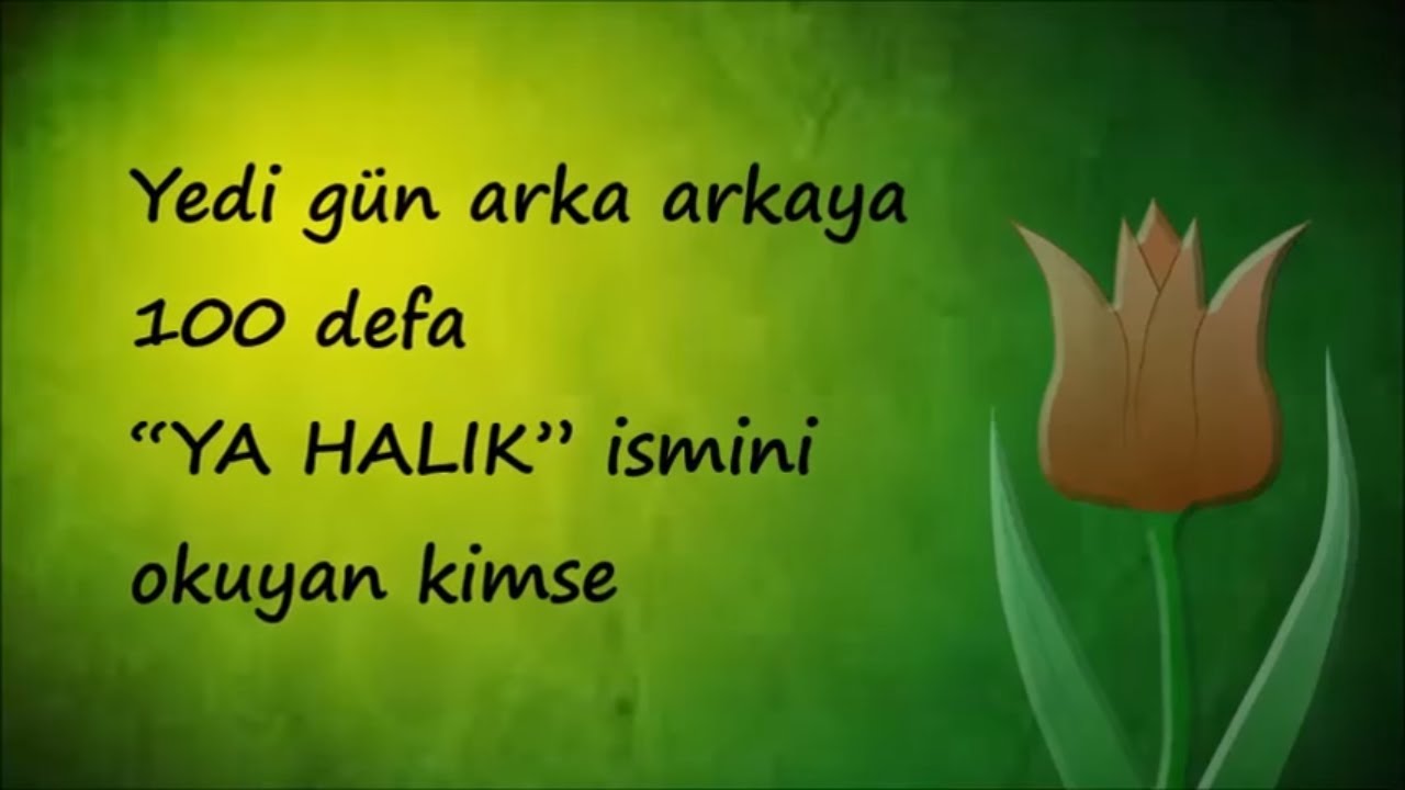 Yedi gün arka arkaya 100 defa “YA HALIK” ismini okuyan kimse