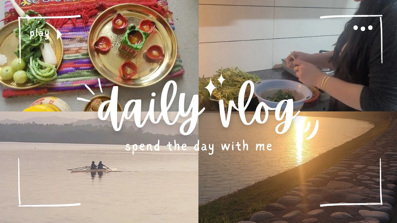 Relaxing Morning: walk around the lake || Tulsi puja at home | Indian Homes vlogs 