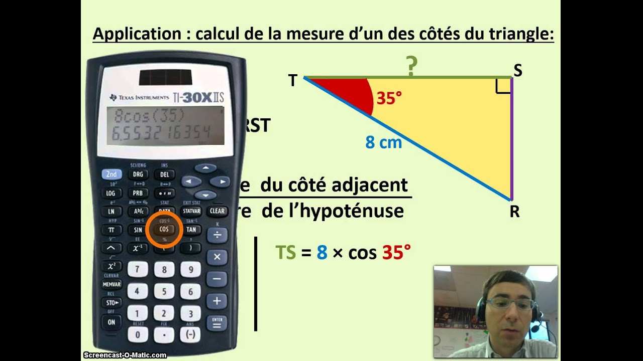 Cosinus d'un angle aigu dans un triangle rectangle