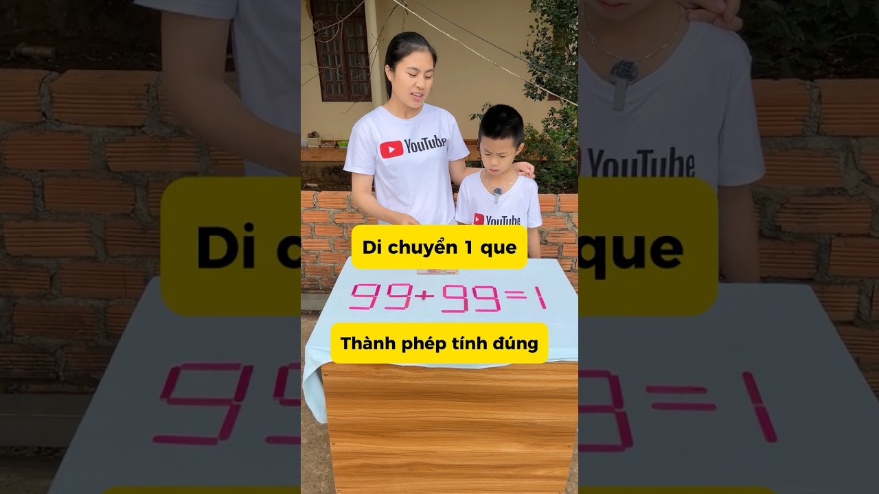 Di chuyển 1 que, th&agrave;nh ph&eacute;p t&iacute;nh đ&uacute;ng 99-99=1 #shorts  #thuthach #vuinhon #mecon