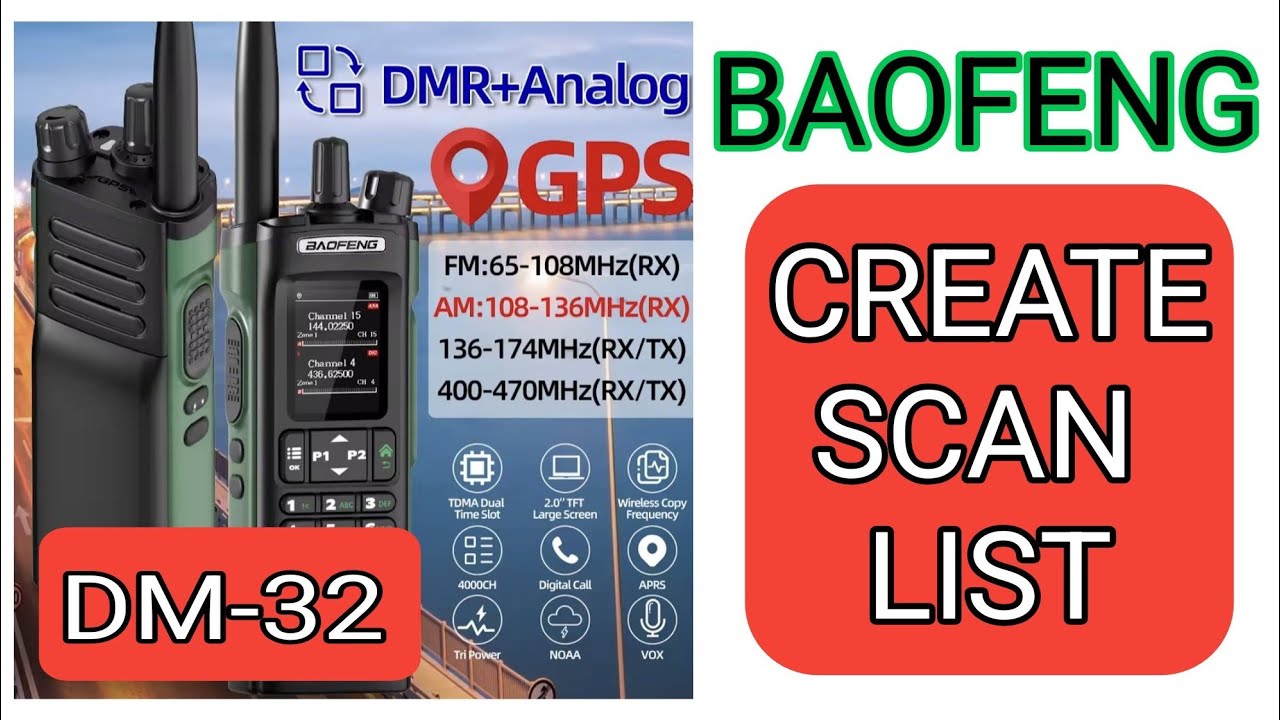 Настройка списков сканирования и добавление каналов для Baofeng DM-32 с помощью CPS.