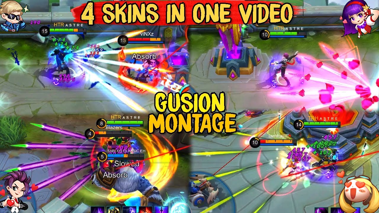 4 Gusion Skins In 1 Video | SLOWHANDS GUSION MONTAGE | EPIC SKIN GIVEAWAY | MLBB