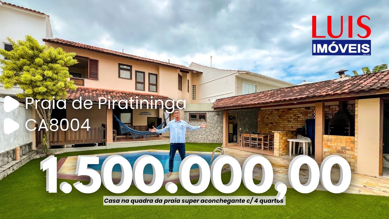 LINDA CASA C/ 4 QRTS E UM AMPLO DE LAZER NA QUADRA DA PRAIA DE PIRATININGA I LUÍS IMÓVEIS (CA8004)