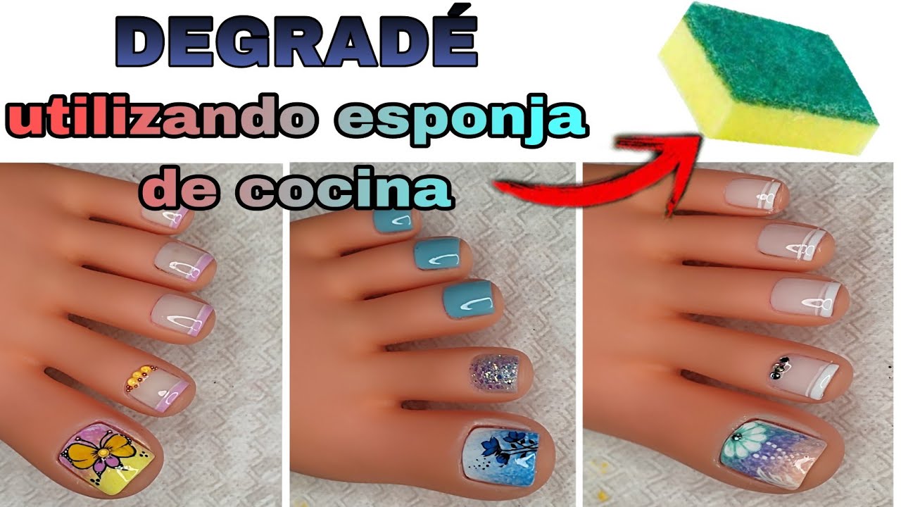 DEGRADÉ  en uñas con esponja de cocina /uñas con  difuminado /Uñas decoradas.