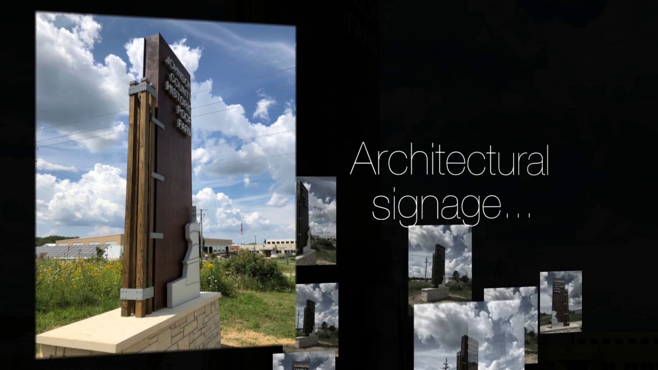 Monument Sign: Faux Corten Steel, Solar Illuminated