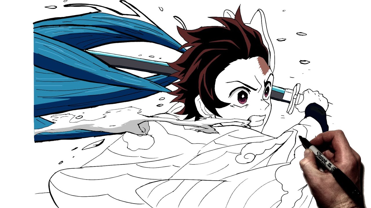 How To Draw Tanjiro (Water Breathing) | Step By Step | Demon Slayer