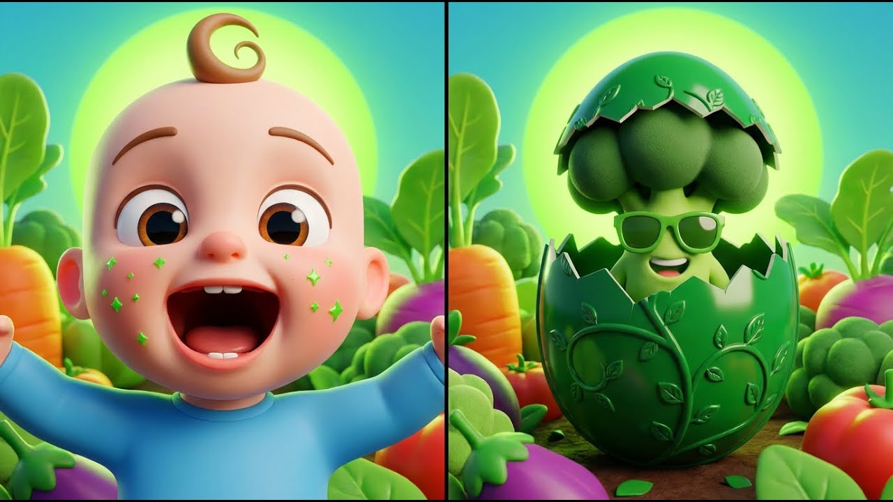 🥦 Giant Vegetable Surprise Egg Smash! 🌽 Learn Healthy Food & Colors with Funny Baby | Nursery Rhymes