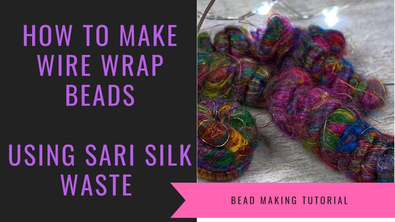 Sari Silk Wire Wrapped Mixed Media Beads - Fabric Textile Art Beads
