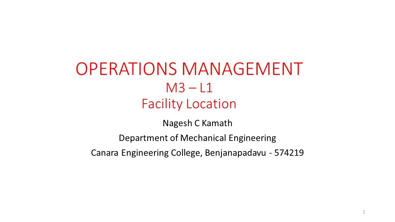 VTU 18ME56 OM Mod 3 L1 Facility Location