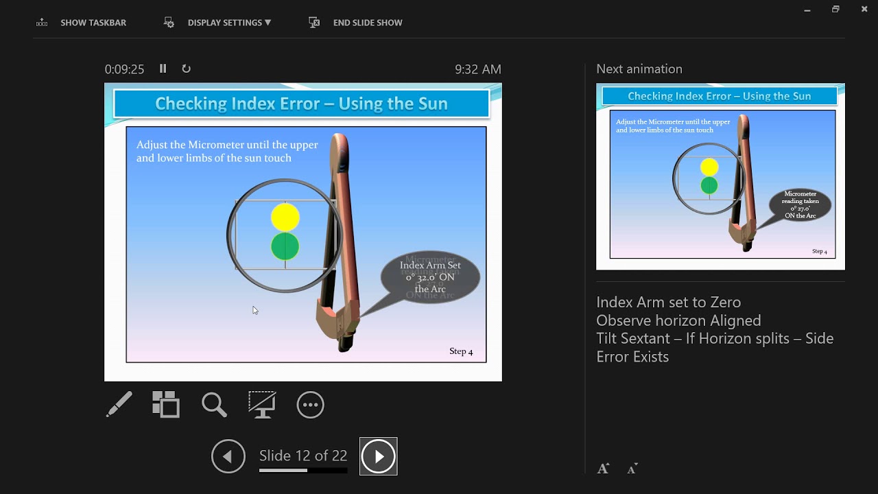 Sextant - Index error calculation and application