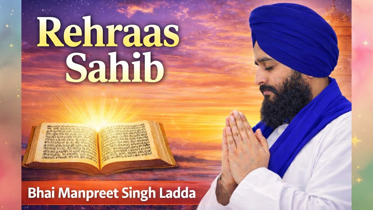 Rehraas Sahib Full Path with Punjabi & English Meaning | Bhai Manpreet Singh Ladda | Nitnem |