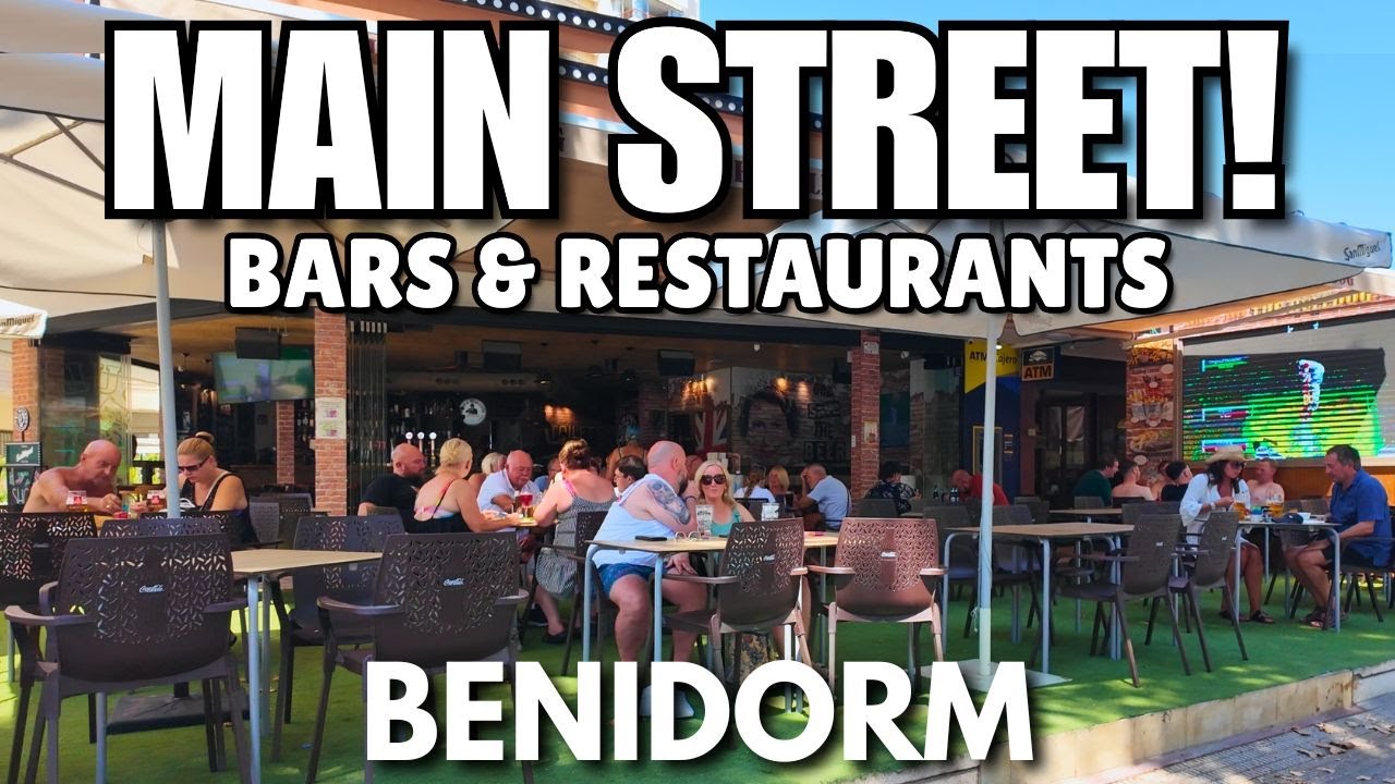 Benidorm Main Street: Busy Bars, Restaurants & Popular Hotels! 🍻🍴