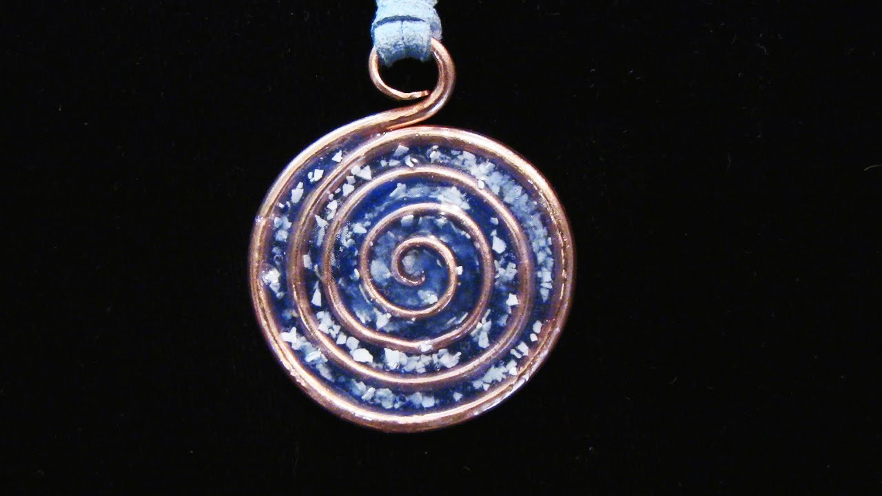 Copper And Epoxy Spiral Pendant