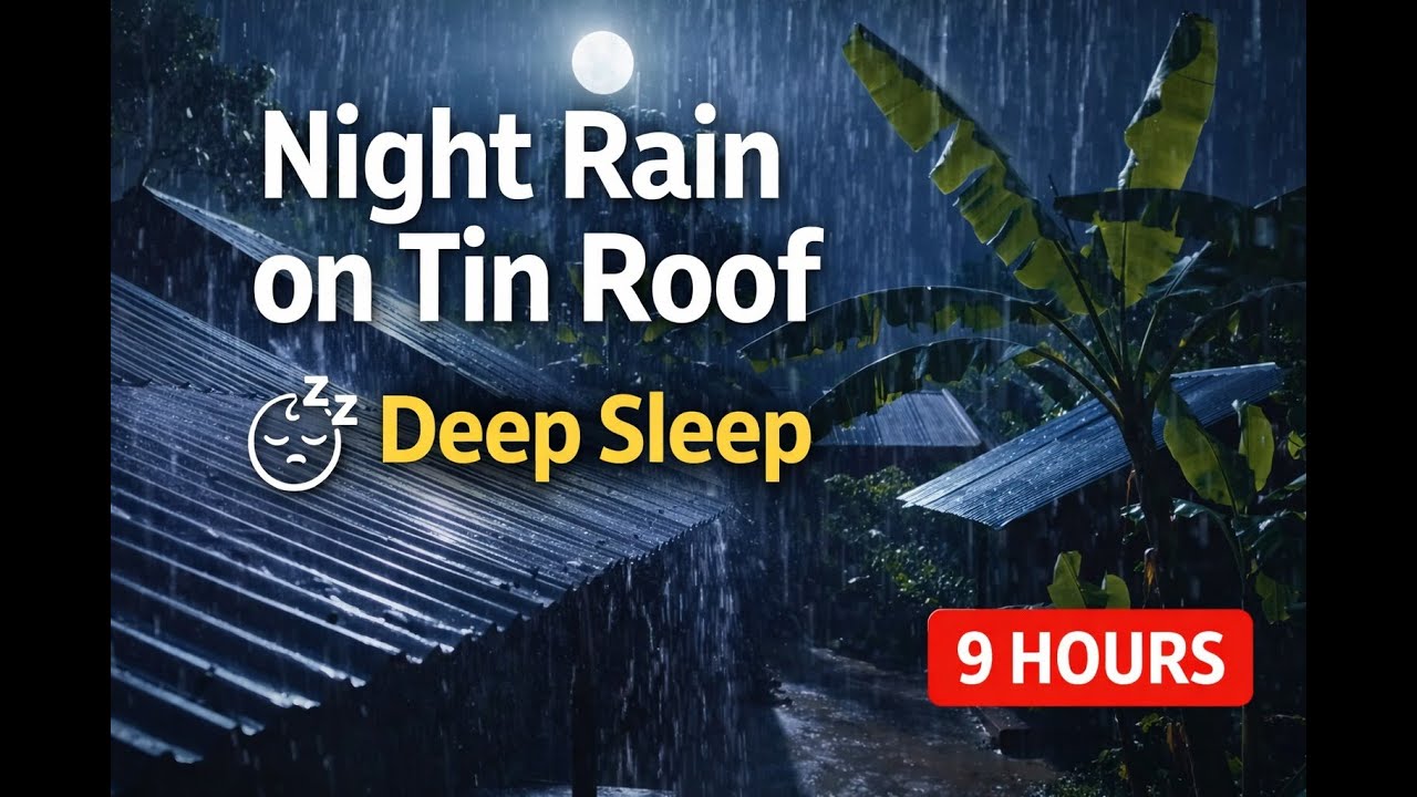Night Rain on Tin Roof  9 Hours Deep Sleep & Relaxation Tropical Village