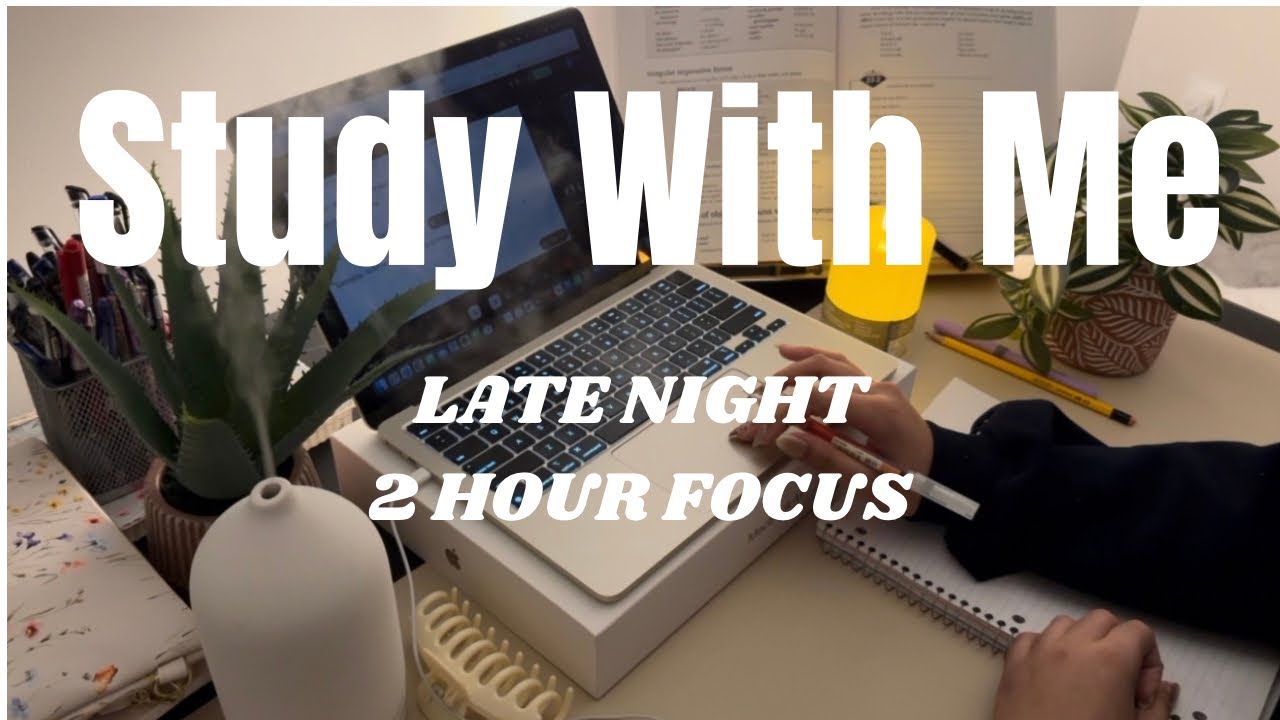 Late Night Study With Me 🌙 | 2 Hour 50–10 Pomodoro | Calm Piano Deep Focus